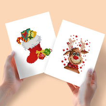 Carica l&#39;immagine nel visualizzatore di Gallery, Mini Diamond Painting 15x20cm (2 pezzi) - Calza di Natale e Renna