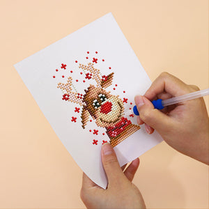 Mini Set Diamond Painting 15x20cm (2 pezzi) - Calza di Natale e Renna