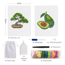 Carica l&#39;immagine nel visualizzatore di Gallery, Mini Set Diamond Painting 15x20cm (2 pezzi) - Bonsai e Avocado