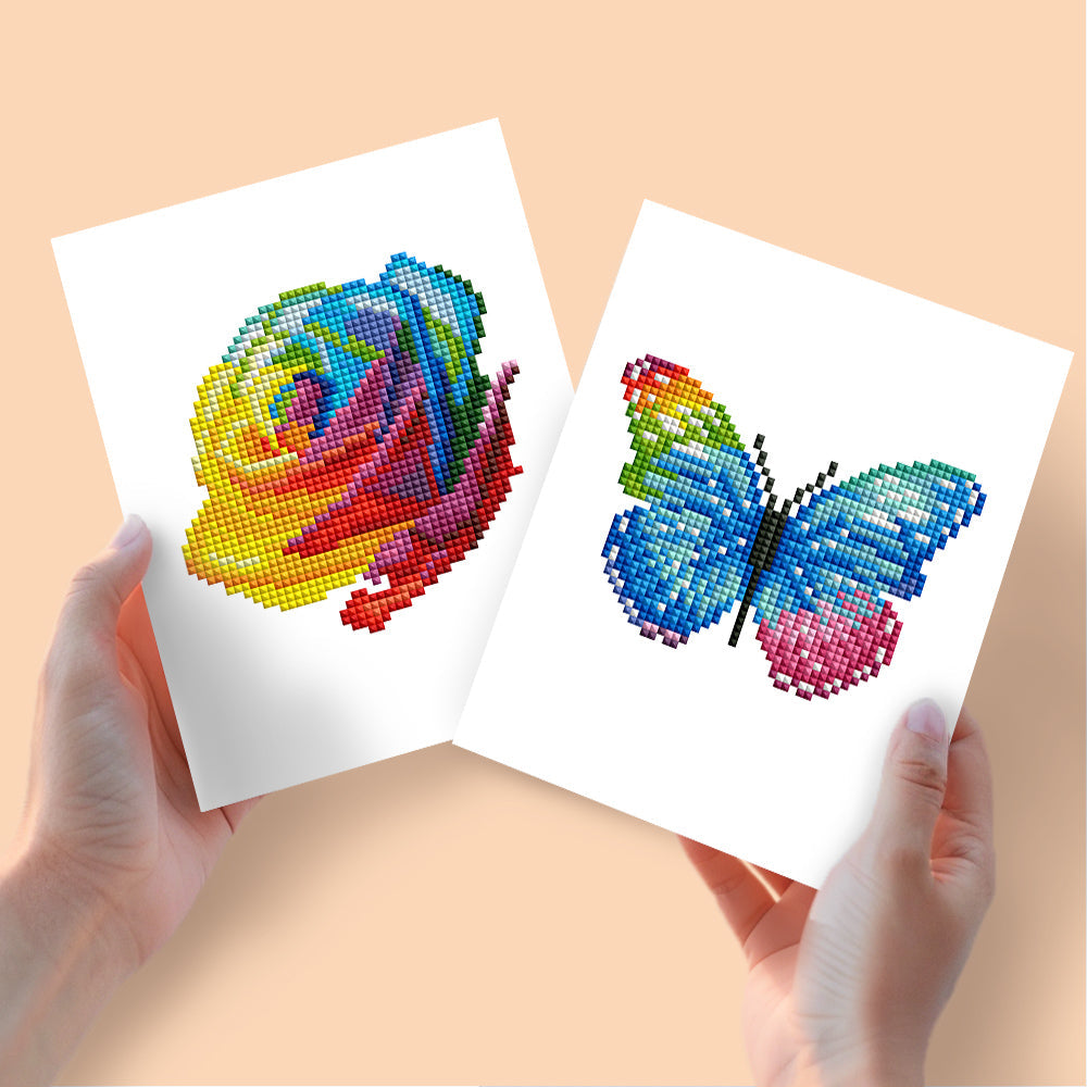 Mini Diamond Painting 15x20cm (2 pezzi) - Regali di Natale e Silhouette colorata