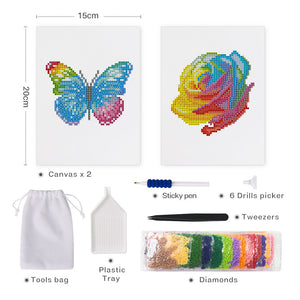 Mini Set Diamond Painting 15x20cm (2 pezzi) - Multicolor