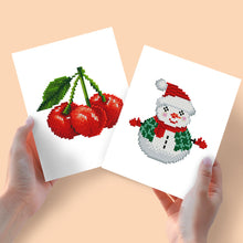 Carica l&#39;immagine nel visualizzatore di Gallery, Mini Diamond Painting 15x20cm (2 pezzi) - Ciliegie e Pupazzo di neve