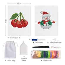 Carica l&#39;immagine nel visualizzatore di Gallery, Mini Set Diamond Painting 15x20cm (2 pezzi) - Ciliegie e Pupazzo di neve