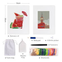 Carica l&#39;immagine nel visualizzatore di Gallery, Mini Set Diamond Painting 15x20cm (2 pezzi) - Bevande e Autobus a Due Piani