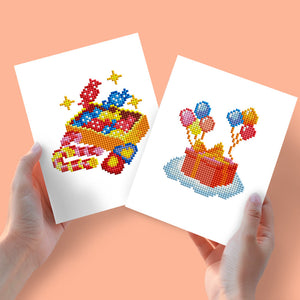 Mini Diamond Painting 15x20cm (2 pezzi) - Scatole e Palloncini