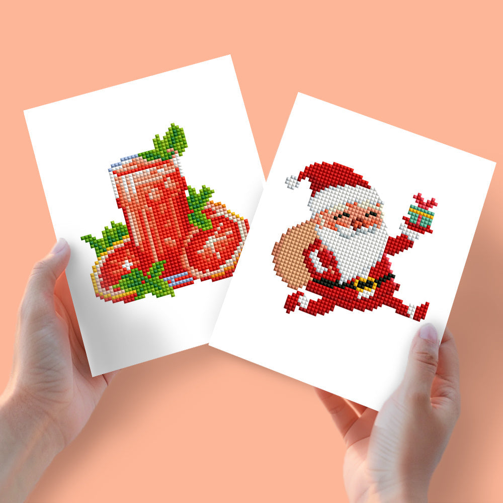 Mini Diamond Painting 15x20cm (2 pezzi) - Succo di Pomodoro e Babbo Natale