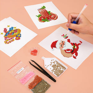Mini Set Diamond Painting 15x20cm (2 pezzi) - Succo e Babbo Natale
