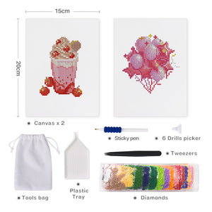 Mini Set Diamond Painting 15x20cm (2 pezzi) - Bevande e Fiori