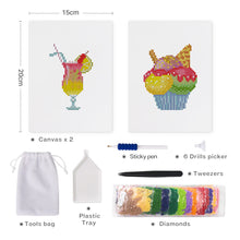 Carica l&#39;immagine nel visualizzatore di Gallery, Mini Set Diamond Painting 15x20cm (2 pezzi) - Cocktail e Cupcake