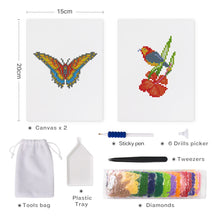 Carica l&#39;immagine nel visualizzatore di Gallery, Mini Set Diamond Painting 15x20cm (2 pezzi) - Farfalla e Uccello 2