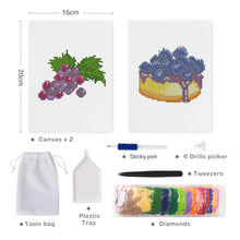 Carica l&#39;immagine nel visualizzatore di Gallery, Mini Set Diamond Painting 15x20cm (2 pezzi) - Uva e Crostata ai Mirtilli