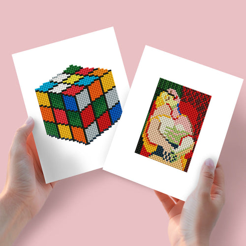 Mini Diamond Painting 15x20cm (2 pezzi) - Cubo di Rubik e Dipingere con i numeri Classico