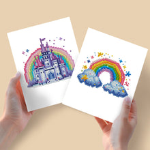Carica l&#39;immagine nel visualizzatore di Gallery, Mini Diamond Painting 15x20cm (2 pezzi) - Castello e Arcobaleno