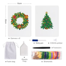 Carica l&#39;immagine nel visualizzatore di Gallery, Mini Set Diamond Painting 15x20cm (2 pezzi) - Ghirlanda e Albero di Natale