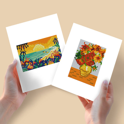 Mini Diamond Painting 15x20cm (2 pezzi) - Tramonto e Fiori