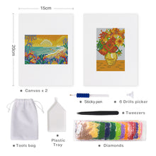 Carica l&#39;immagine nel visualizzatore di Gallery, Mini Set Diamond Painting 15x20cm (2 pezzi) - Tramonto e Fiori
