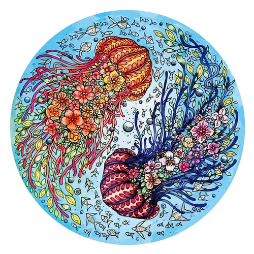 Puzzle 2D in legno - Meduse Colorate