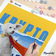 Carica l'immagine nel visualizzatore di Gallery, Dipingere con i numeri - Superman - Krypto con lo skyline