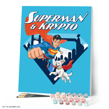Carica l'immagine nel visualizzatore di Gallery, Dipingere con i numeri - Superman &amp; Krypto con lo skyline 1