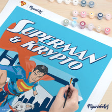 Carica l'immagine nel visualizzatore di Gallery, Dipingere con i numeri - Superman &amp; Krypto con lo skyline 1