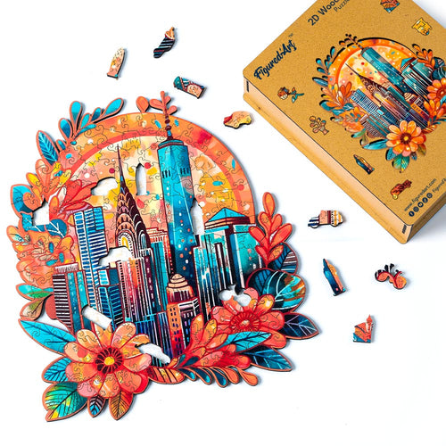 Puzzle in Legno Adulti - Paesaggio urbano floreale