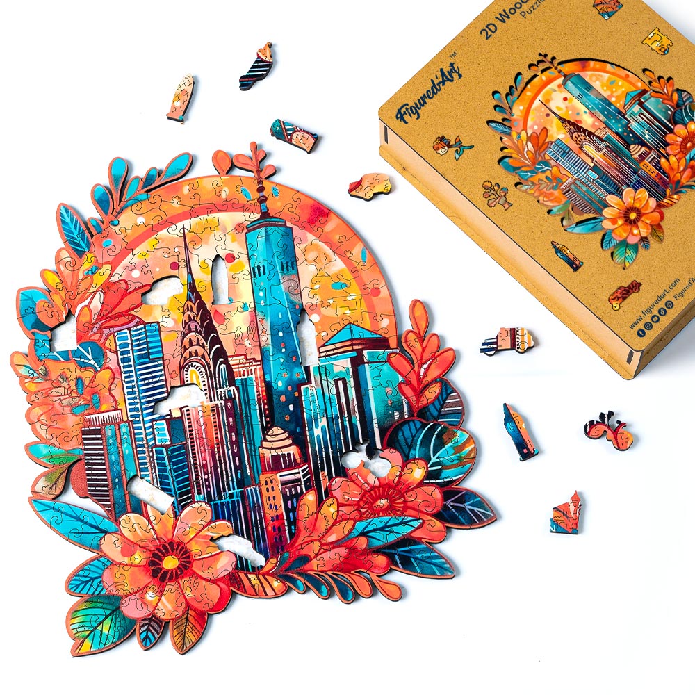 Puzzle in Legno Adulti - Paesaggio urbano floreale