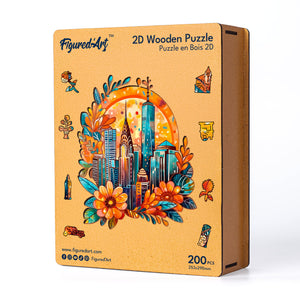 Puzzle in Legno Adulti - Paesaggio urbano floreale