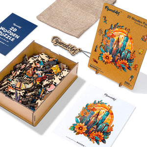 Puzzle in Legno Adulti - Paesaggio urbano floreale