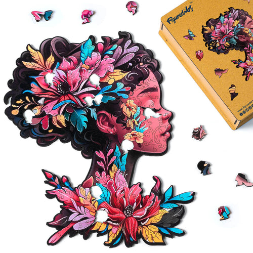 Puzzle in Legno Adulti - Ritratto di Donna Floreale