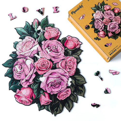Puzzle in Legno Adulti - Mazzo di Rose Rosa