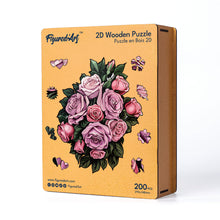 Carica l&#39;immagine nel visualizzatore di Gallery, Puzzle in Legno Adulti - Mazzo di Rose Rosa
