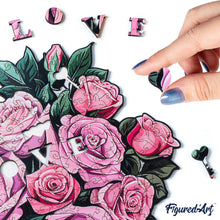 Carica l&#39;immagine nel visualizzatore di Gallery, Puzzle in Legno Adulti - Mazzo di Rose Rosa