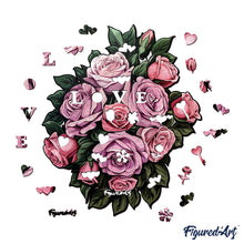 Carica l&#39;immagine nel visualizzatore di Gallery, Puzzle in Legno Adulti - Mazzo di Rose Rosa