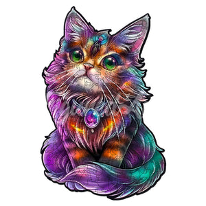 Puzzle in Legno Adulti - Gatto colorato con gemma