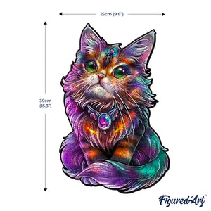 Puzzle in Legno Adulti - Gatto colorato con gemma