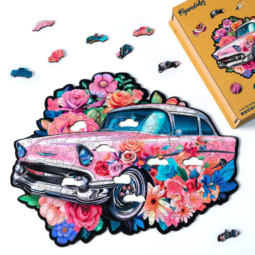 Puzzle in Legno Adulti - Auto Floreale Vintage