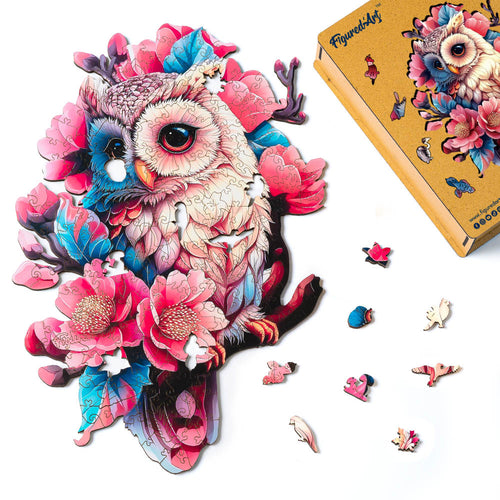 Puzzle in Legno Adulti - Gufo Floreale