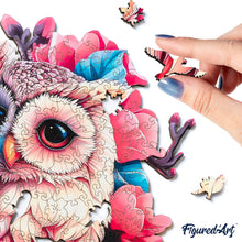 Carica l&#39;immagine nel visualizzatore di Gallery, Puzzle in Legno Adulti - Gufo Floreale