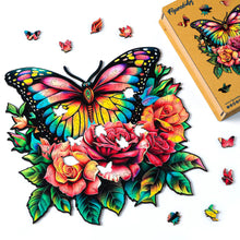 Carica l&#39;immagine nel visualizzatore di Gallery, Puzzle in Legno Adulti - Farfalle e Rose