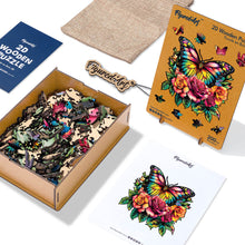 Carica l&#39;immagine nel visualizzatore di Gallery, Puzzle in Legno Adulti - Farfalle e Rose