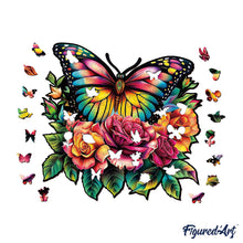 Carica l&#39;immagine nel visualizzatore di Gallery, Puzzle in Legno Adulti - Farfalle e Rose