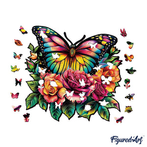 Puzzle in Legno Adulti - Farfalle e Rose