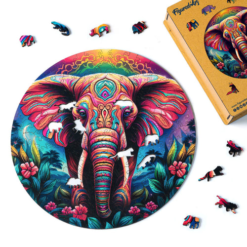 Puzzle in Legno Adulti - Elefante Tribale