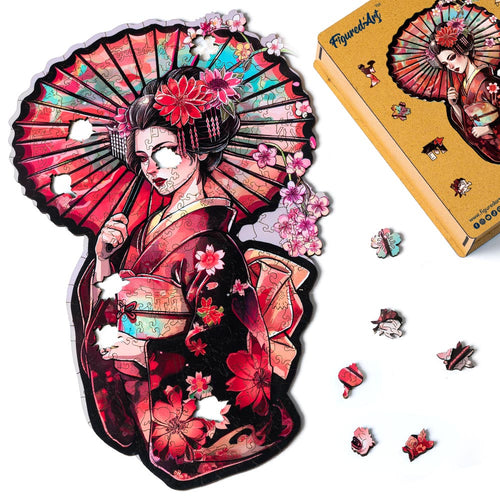 Puzzle in Legno Adulti - Geisha con Parasole