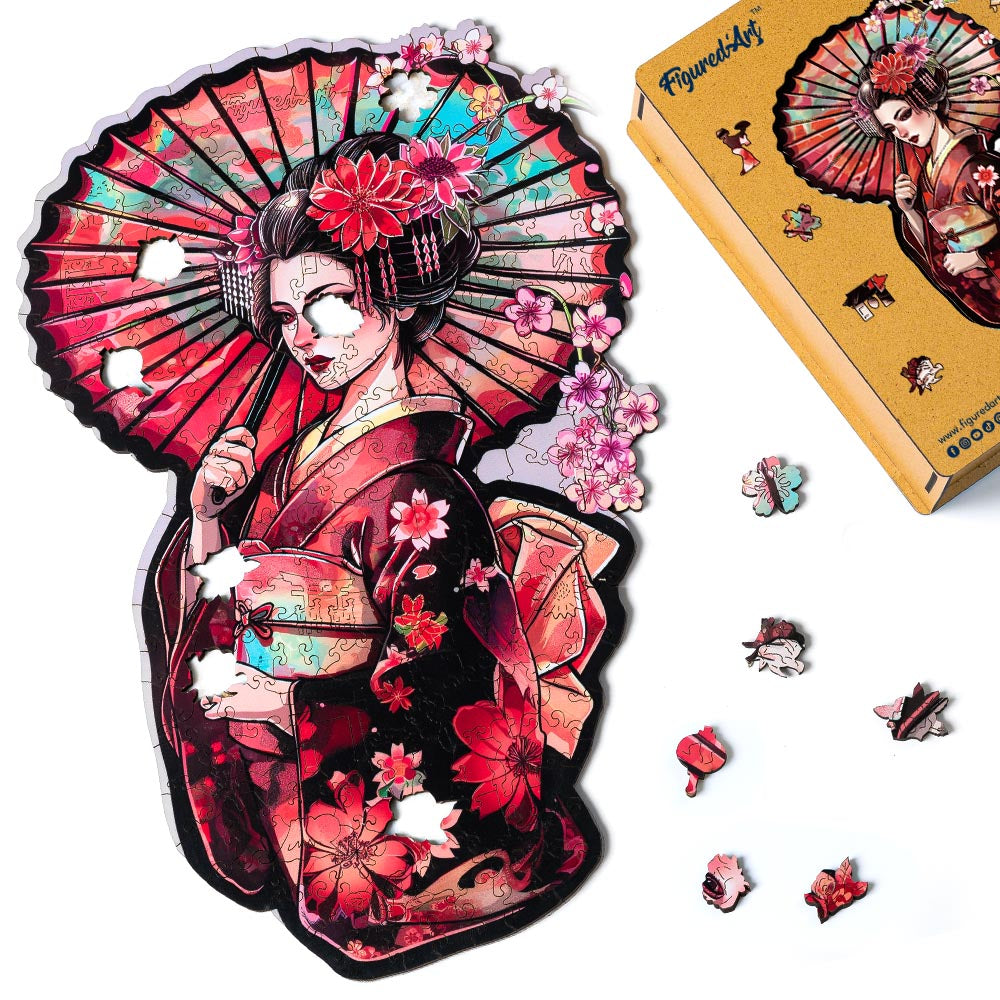Puzzle in Legno Adulti - Geisha con Parasole