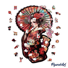 Carica l&#39;immagine nel visualizzatore di Gallery, Puzzle in Legno Adulti - Geisha con Parasole