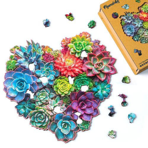 Puzzle in Legno Adulti - Cuore di Succulente
