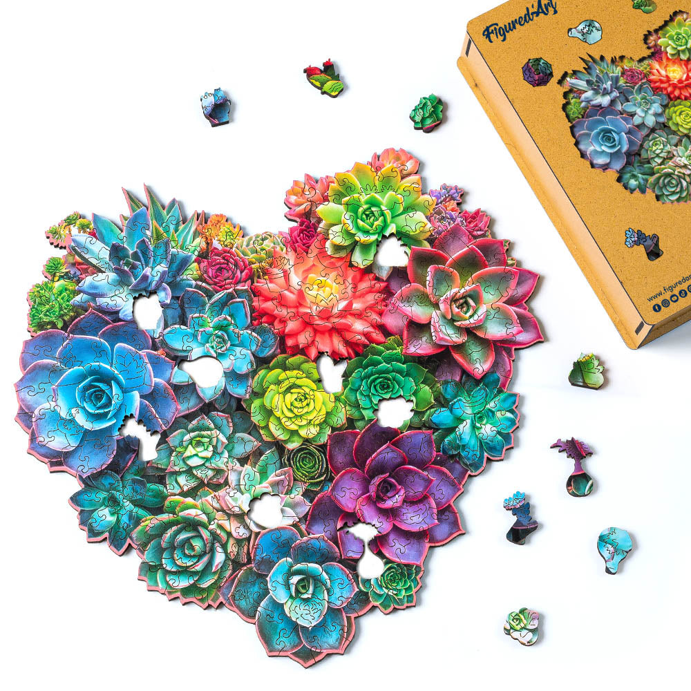 Puzzle in Legno Adulti - Cuore di Succulente
