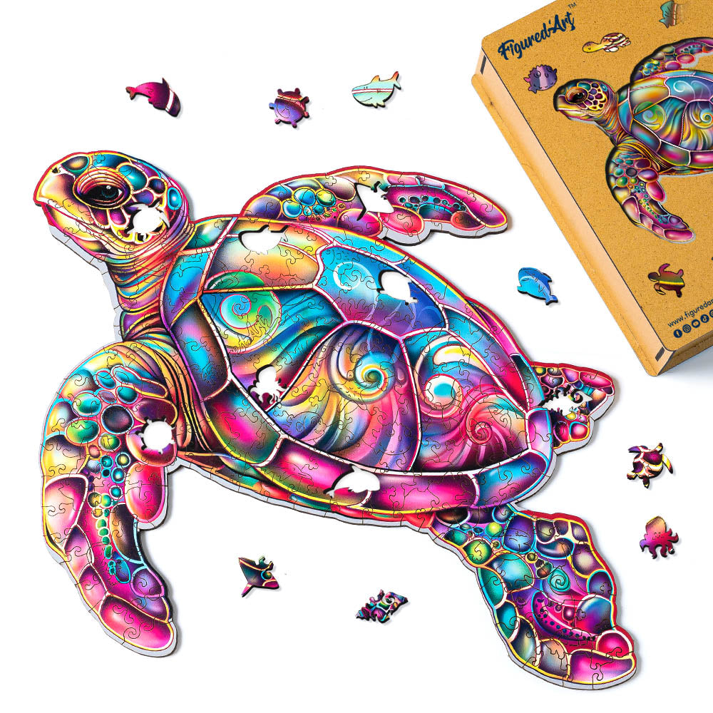 Puzzle in legno acquerello tartaruga marina Puzzle in legno acquerello tartaruga marina