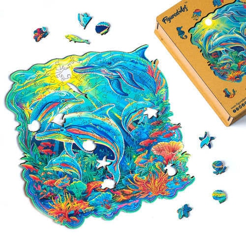 Puzzle in Legno Adulti - Delfini nella barriera corallina
